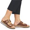 RIEKER WOMENS WEDGE SLIP ON SANDAL - BROWN