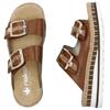 RIEKER WOMENS WEDGE SLIP ON SANDAL - BROWN