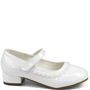 DUBARRY GIRLS STRAP COMMUNION SHOE - WHITE PATENT
