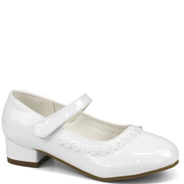 DUBARRY GIRLS STRAP COMMUNION SHOE - WHITE PATENT