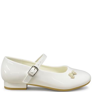 DUBARRY GIRLS STRAP COMMUNION SHOE - WHITE PATENT