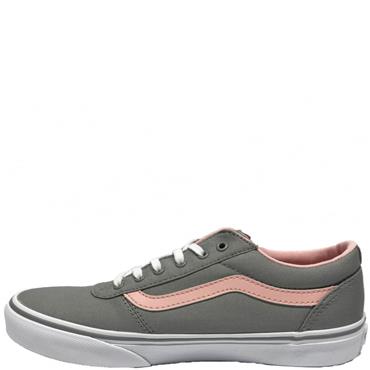 VANS GIRLS MADDIE CANVAS TIE SHOE - GREY PINK