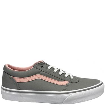 VANS GIRLS MADDIE CANVAS TIE SHOE - GREY PINK