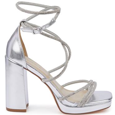 TRUFFLE WOMENS HIGH HEEL SANDAL - SILVER