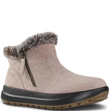 COMFORT WOMENS FUR LINED ZIP ANKLE BOOT - TAUPE SUEDE