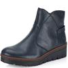 RIEKER WOMENS WEDGE ZIP ANKLE BOOT - BLUE