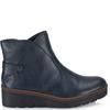 RIEKER WOMENS WEDGE ZIP ANKLE BOOT - BLUE