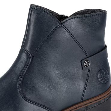 RIEKER WOMENS WEDGE ZIP ANKLE BOOT - BLUE