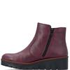 RIEKER WOMENS WEDGE ZIP ANKLE BOOT - RED