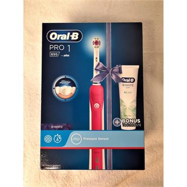 ORAL B PRO 1 650 3D WHITE PINK ELECTRIC TOOTHBRUSH 1PCE