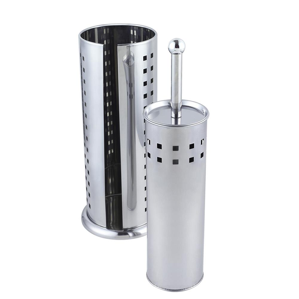 Stainless Steel Squares Toilet Brush & Toilet Roll Holder Your Home