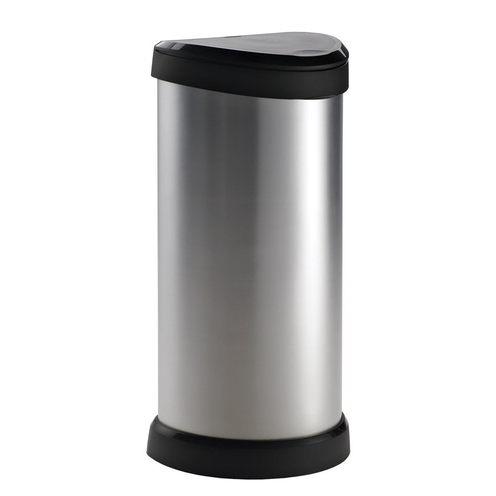 Curver Deco Touch Bin Silver 40L Your Home and Garden