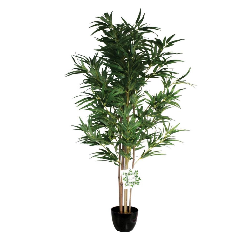 thumbnail image 2 of Nearly Natural 4-Foot Tall Artificial Grass & Bamboo Plant In Black Planter | Zen Home/Office Decor 2 of 10