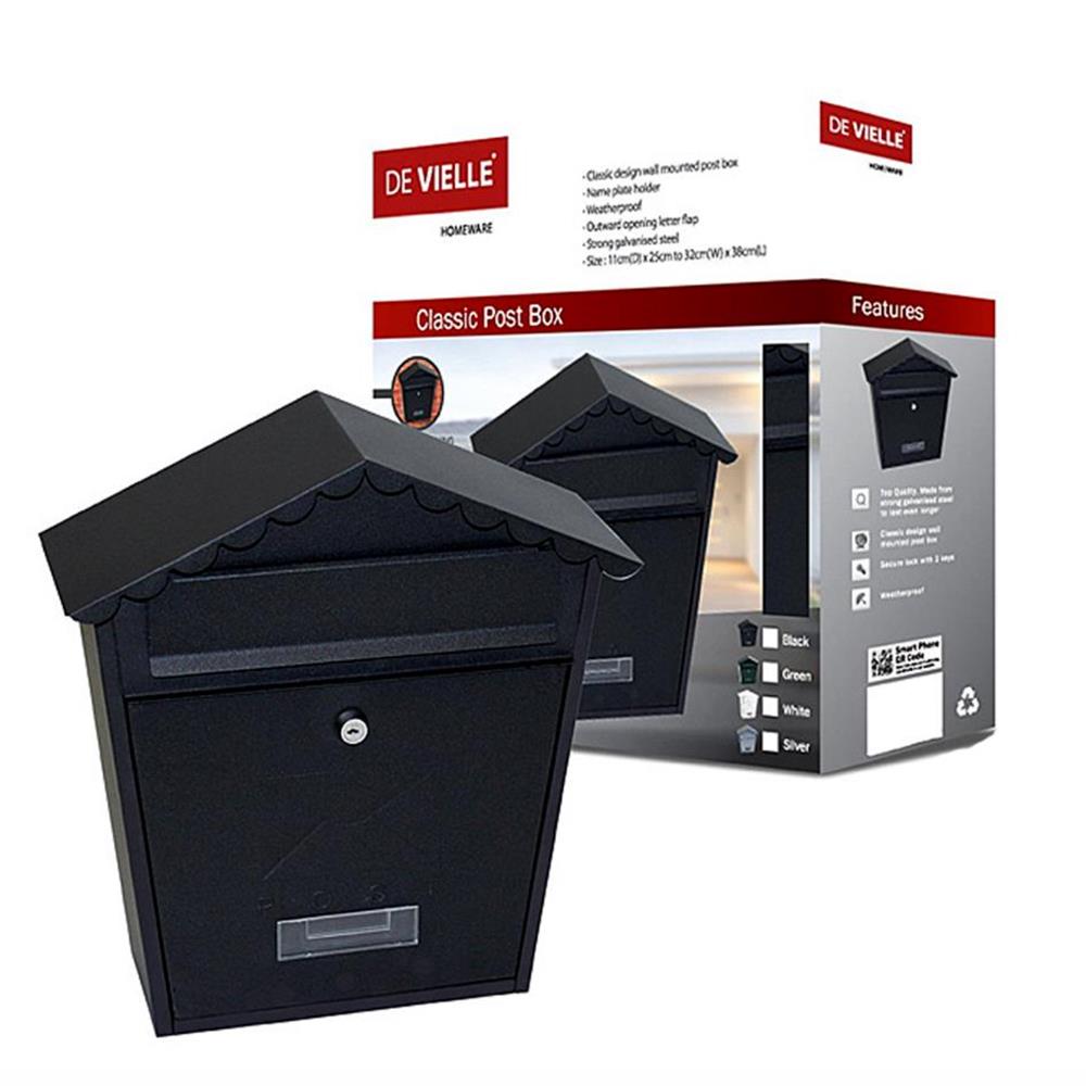 Postplus Classic Post Box Black Gloss Your Home and Garden