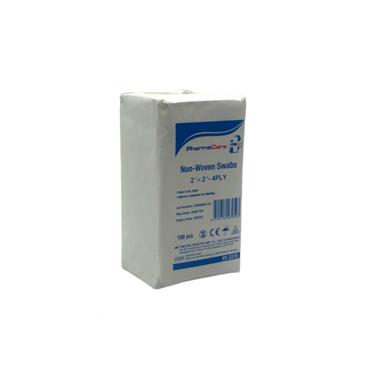 Pharmacare Non-Woven Swabs 2"X2" - 4 Ply 100Pcs