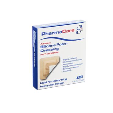 Pharmacare Silicone Foam Dressing With Border - 7.5x7.5cm - 6 Pack