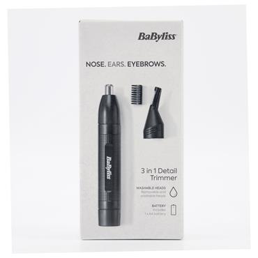 BaByliss Battery Operated 3 In 1 Nose, Ear and Eyebrow Trimmer - Black
