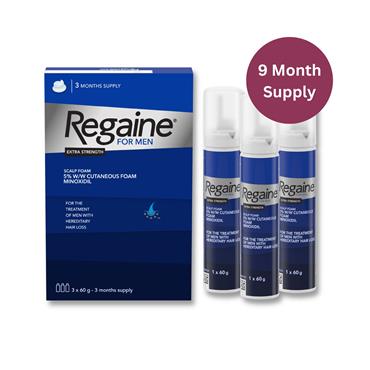 Regaine For Men Extra Strength Foam 5% Minoxidil - 9 month supply