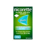 Nicorette® Icy White Chewing Gum, 4mg, 105 Pieces