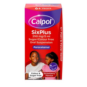Calpol Six Plus 250mg/5ml Oral Suspension Paracetamol Sugar-Free - 140ml 