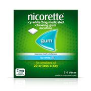 Nicorette Icy White Chewing Gum, 2mg, 210 Pieces