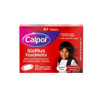 Calpol SixPlus 250mg Paracetamol Fastmelts - 12 Orodispersible Tablets