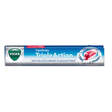 Vicks Triple Action Lozenges With Blackcurrant Flavour Syrup 42G - Sugar Free