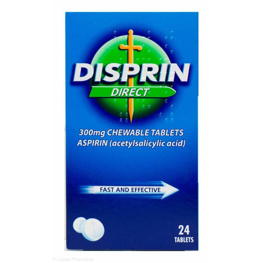DISPRIN Direct 300mg Chewable Tablets (Aspirin) 24 Tablets