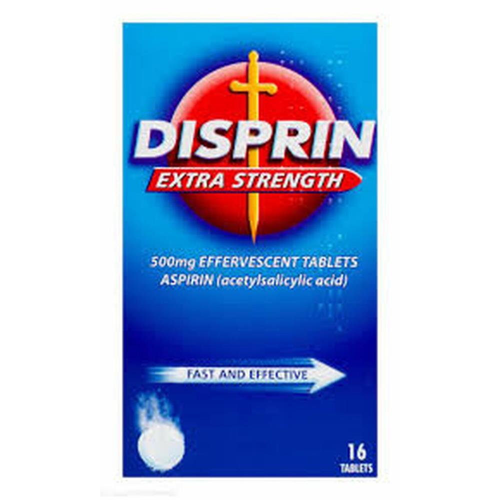 DISPRIN Extra Strength 500mg Effervescent Tablets (Aspirin) 16 Tablets