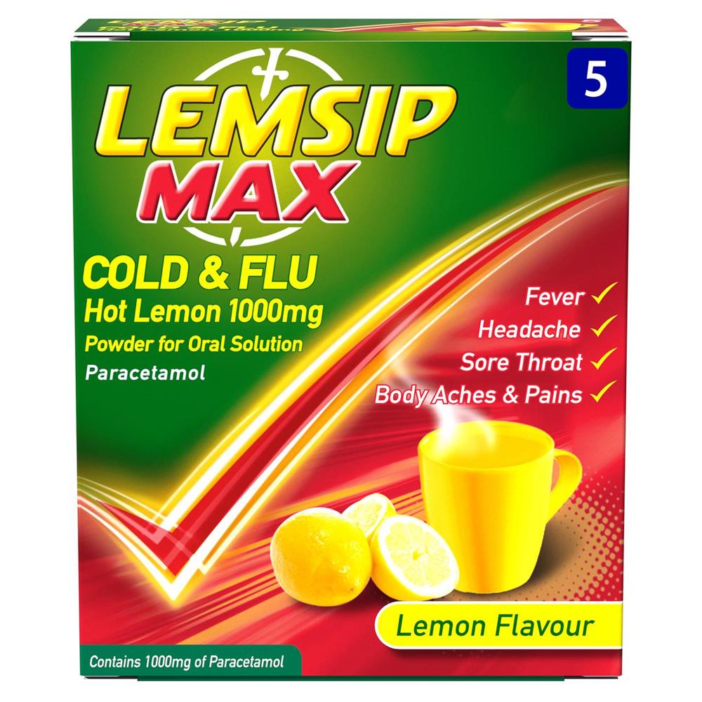 Lemsip Max Cold & Flu Lemon Flavour Sachets 5 Pack