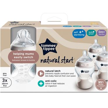 Tommee Tippee Natural Start Bottles 0M+ - 3X260ml