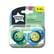 Tommee Tippee Fun Style Soothers 0-6 Months - Blue/Green
