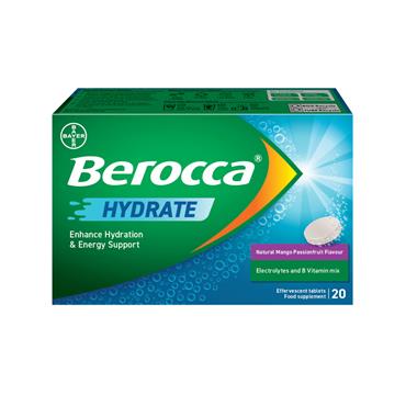 Berocca Hydrate Mango Passionfruit  - 20 Effervescent Tablets 