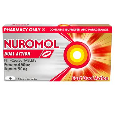 NUROMOL Dual Action paracetamol 500mg ibuprofen 200mg 12 Tablets