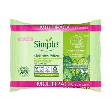 Simple Cleansing Wipes Banded Pack - 2 x 25 Pack