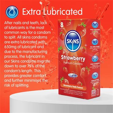 Skins Condoms Strawberry - 8 Pack