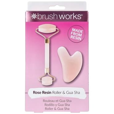 Brush works Rose Quartz Roller & Gua Sha Set