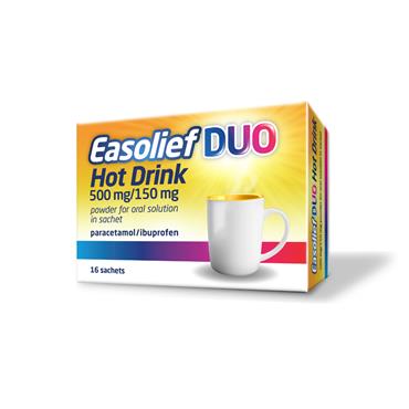 Easolief Hot Drink Duo Paracetamol 500Mg & Ibuprofen 150Mg - 16 Sachets 