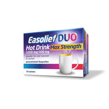 Easolief Hot Drink Duo Paracetamol 1000Mg & Ibuprofen 300Mg - 10 Sachets 