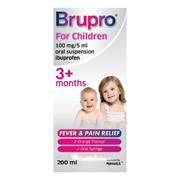 Brupro 100mg/5ml Oral Suspension - Ibuprofen 3+ Months 200ml