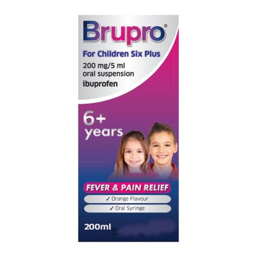 Brupro 200mg/5ml Oral Suspension Ibuprofen 6+ Years 200ml