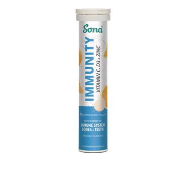 Sona Immunity Vitamin C,D3,Zinc Effervescent - 20 Tablets