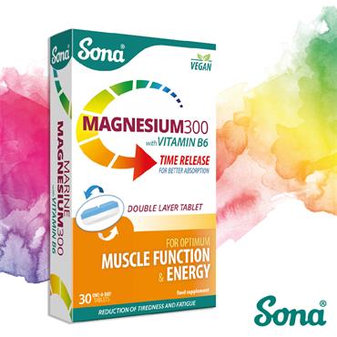 Sona Magnesium 300 with Vitamin B6 30 Tablets 