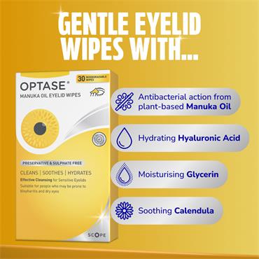 OptaseManuka Oil Eyelid Wipes - 30 Pack