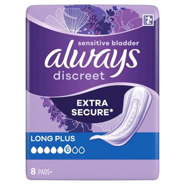 Always Discreet Long Plus Pads - 8 Pack