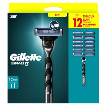 Gillette Mach 3 Razor + 12 Blades
