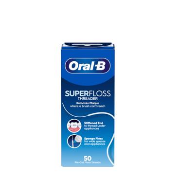 ORAL B  Super Floss Threader - 50 Pre- Cut Floss Strands 
