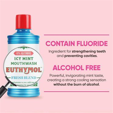 Euthymol Alcohol Free MouthWash 500ml - Icy Mint