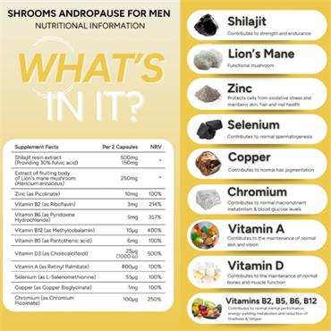 Fabu By Laura Dowling SHROOMS Andropause For Men - 60 Capsules
