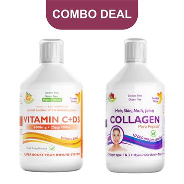 Combo Deal - Swedish Nutra Vitamin C + D3 + Swedish Nutra Collagen 